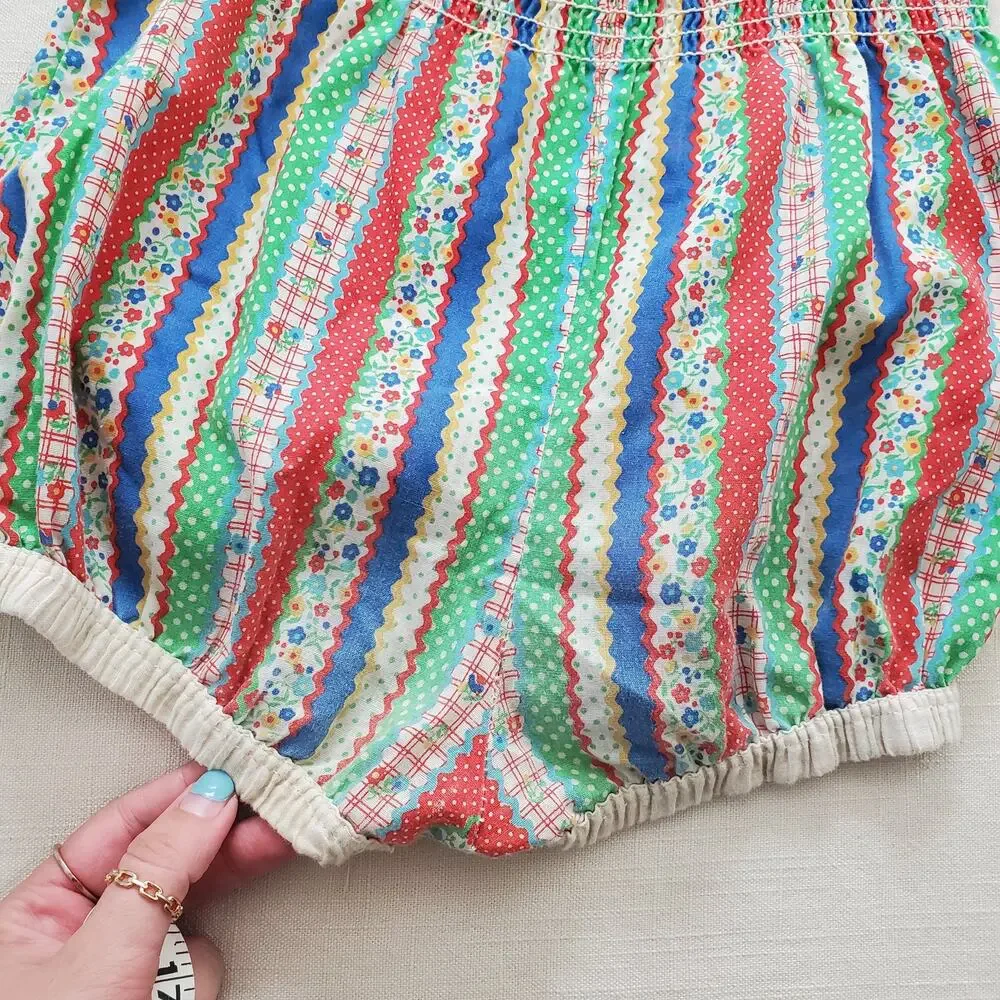Vintage 70s Striped Pattern Romper kids 9/10 *flaw - Picture 9 of 10